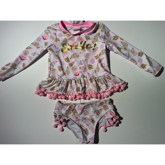 Minnie Mouse and Sea Shell Tassel Pink Bathing Suits lot of 2 Girl Sz 2T - Picture 3 of 8